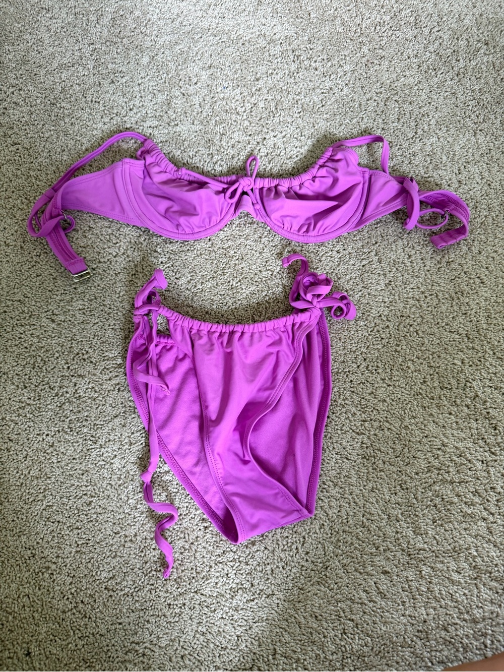 wild fable Bright Pink Ruffled Bikini Set